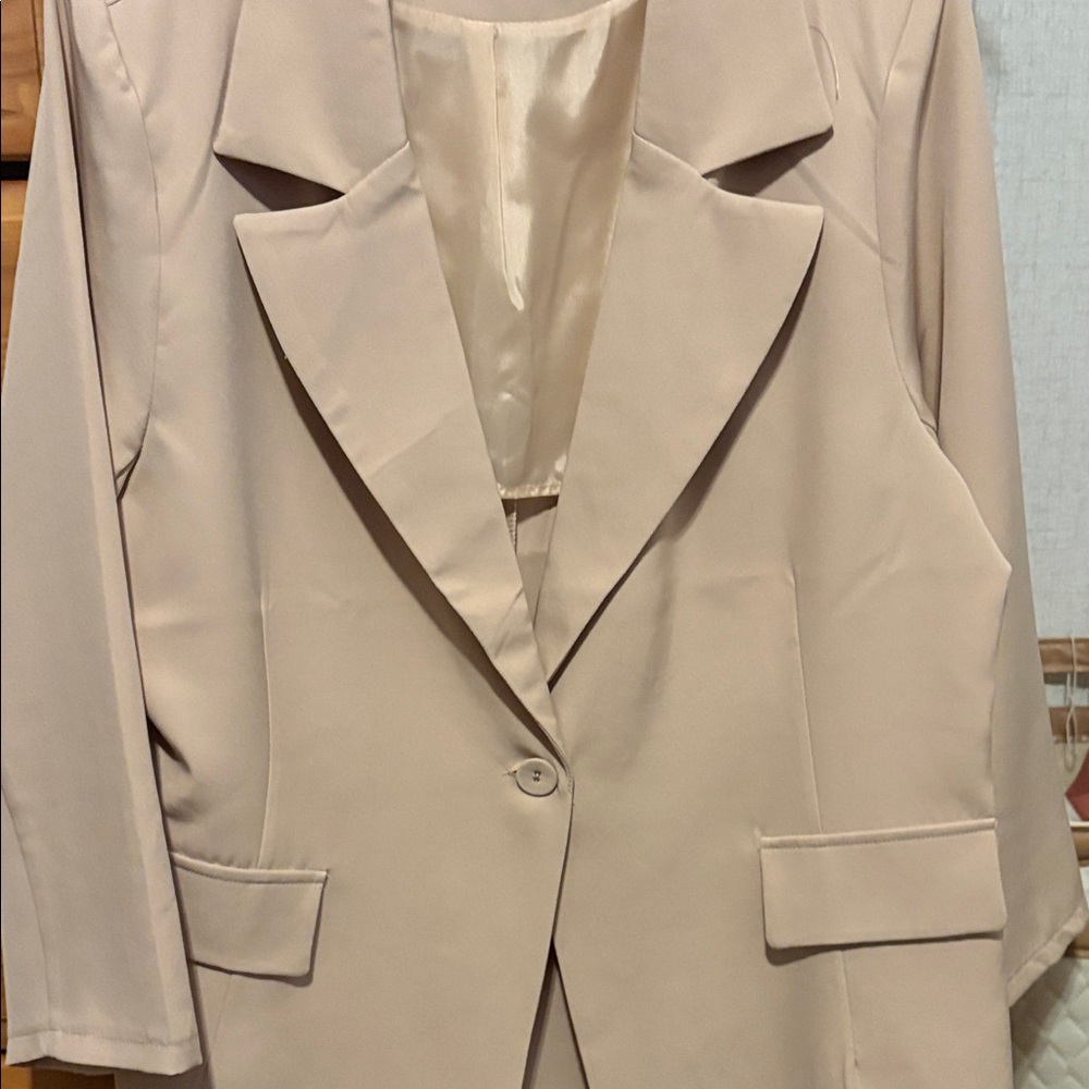 Love Beige Single-Button Blazer Jacket
